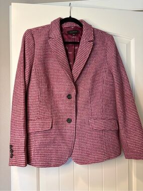 Talbots Pink Houndstooth Blazer